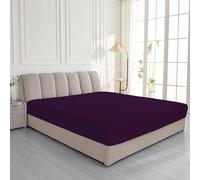 100% Egyptian Cotton Fitted Sheet 200 Thread Count Bedding Fitted Sheets Stretches Up to 25cm Deep Premium Hotel Quality Fade & Wrinkle Resistant Bottom Fitted Sheet (Plum, Super King)