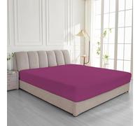 100% Egyptian Cotton Fitted Sheet 200 Thread Count Bedding Fitted Sheets Stretches Up to 25cm Deep Premium Hotel Quality Fade & Wrinkle Resistant Bottom Fitted Sheet (Fuchsia, Super King)