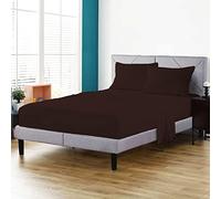 100% Egyptian Cotton Fitted Sheet 200 Thread Count Hotel Quality Soft & Crisp Cotton Caravan Campervan Bed Fitted Sheet (Chocolate, Single)