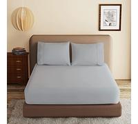 100% Egyptian Cotton Fitted Sheet King Size Gray, 600 Thread Count,8-16" Deep Pocket Sheet, Soft & Elastic Sateen Weave Bottom Sheet for Hotel & Home, (Gray, 1 Pack Fitted Sheet Only,King)