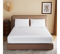 100% Egyptian Cotton Fitted Sheet Twin-XL/Split King Size White,600 Thread Count 8-16" Deep Pocket Sheet,Soft Elastic Sateen Weave Bottom Sheet for Hotel Home(White, 1 Pack Fitted Sheet Only,Twin XL)