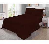 100% Egyptian Cotton Flat Sheet 200 Thread Count Hotel Quality Soft & Crisp Cotton Caravan Campervan Bed Flat Sheet (Chocolate, Double)