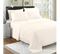 100% Egyptian Cotton Flat Sheet, 200 Thread Count Ultra-Soft Long Staple Bed Sheet, Luxury Hotel Quality Bedding, Shrinkage & Fade Resistant Top Sheet- Easy Care (Single, Cream)