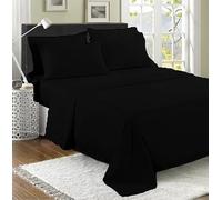 100% Egyptian Cotton Flat Sheet - 200 Thread Count Ultra-Soft Long Staple Luxury Hotel Quality Bedding - Shrinkage & Fade Resistant - Easy Care (Single, Black)