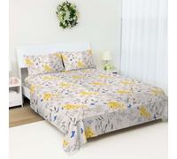 100% Egyptian Cotton Flat Sheet King Size | 400TC Cooling Luxury Top Sheet | Breathable Soft Floral Bed Linen | Hotel Quality Hypoallergenic Bedding | King Bed Machine Washable