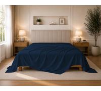 100% Egyptian Cotton Flat Sheet Navy Blue, Super King | 300 Thread Count, Breathable & Fade Resistant Bed Sheet, Soft Luxury Bedding