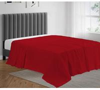 100% Egyptian Cotton Flat Sheet Super Soft 200 Thread Count Single, Double, King, Super King Flat Bed Top Sheets (Red, Double)