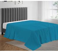 100% Egyptian Cotton Flat Sheet Super Soft 200 Thread Count Single, Double, King, Super King Flat Bed Top Sheets (Teal, Single)