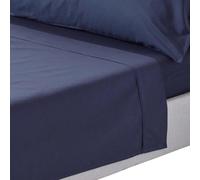 Homescapes Navy Blue Egyptian Cotton Flat Sheet 200 Tc, Super King Size
