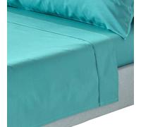 HOMESCAPES Teal Pure Egyptian Cotton Flat Sheet Double 200 TC 400 Thread Count Equivalent Bed Sheet