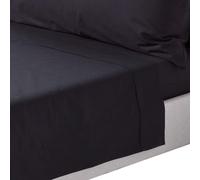 HOMESCAPES Black Pure Egyptian Cotton Flat Sheet Super King 200 TC 400 Thread Count Equivalent Bed Sheet