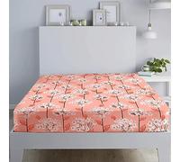 100% Egyptian Cotton Floral Printed Fitted Sheet Extra Deep Pocket 30cm Bed Sheets - 400 Thread Count Super King Size Luxurious Hotel Quality Bedsheets (Lily Peach, Super King)