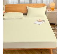 100% Egyptian Cotton King Fitted Sheet 400 Thread Count Bed Sheets 35cm Deep Fitted Sheets For King Size Bed with 360° Round Elastic Fitted Sheets