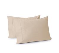 100% Egyptian Cotton Pillow Cases Set of 2,King Size 400 Thread Count Cooling Pillowcases,Soft and Breathable Pillow Covers with Envelope Closure,20x36 Inches, Beige