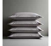 100% Egyptian Cotton Pillowcases - 200 Thread Count, Super Soft & Durable, Standard Size (50cm x 75cm), Pack of 4, Breathable & Easy Care, Envelope Closure (Grey)