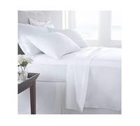 100% Egyptian Cotton Satin Flat Bed Sheet Soft Plain Luxurious T800 Thread Cotton Top Sheets (Flat Sheet White Double)