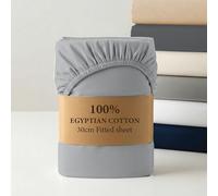 100% Egyptian Cotton Single Fitted Sheet Grey 30cm Deep Pocket Bedsheets | Single Bed Fitted Sheets , Bottom Sheet Deep Pocket 12 inch (30 cm) - 300TC Soft Brushed Fabric Shrinkage and Fade Resistant