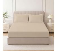 100% Egyptian Cotton Single Fitted Sheet Set 25cm Deep, 400 Thread Count Bedding Set with 2 Pillowcases, Soft Breathable Bed Linen for 90x190cm Mattress