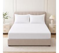 100% Egyptian Cotton Single Fitted Sheet Set 25cm Deep, 400 Thread Count Bedding Set with 2 Pillowcases, Soft Breathable Bed Linen for 90x190cm Mattress
