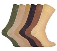 100% Egyptian Cotton Socks for Men | 6 Pairs | Ribbed Seamless Black Socks Avaliable in 3 Sizes (12-14, Brown)