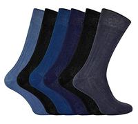 100% Egyptian Cotton Socks for Men | 6 Pairs | Ribbed Seamless Black Socks Avaliable in 3 Sizes (9-12, Blue)
