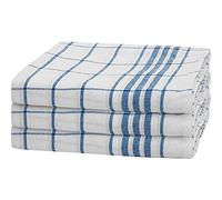 100% Egyptian Cotton Tea Towels Kitchen Cotton Absorbent Long Lasting Check Super dry Soft Professional Hotel Quality Catering Cloths Pack of 2, Blue