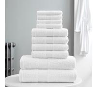 GC GAVENO CAVAILIA 10-Piece Towel Bale Set - Soft & Absorbent 450 GSM Bathroom Towels - Includes 2 Bath Towels, 4 Hand Towels, 4 Face Cloths - Premium Quality, Machine Washable - White