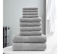 GC GAVENO CAVAILIA 10 Piece Towel Bale Set | Quick Drying Cotton Towel Highly Absorbent 450 GSM Silver Towels Set | Bathroom Towels Bale Set 4x Face 4x Hand 2x Bath Towels