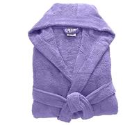 100% Egyptian Cotton Towel Mens & Women Dressing Gown Hooded And Shawl Collar Robe Belt Closure Ladies Bathrobe With Two Big Front Pockets & A Best Gift (Lilac-M)