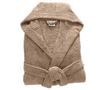 100% Egyptian Cotton Towel Mens & Women Dressing Gown Hooded And Shawl Collar Robe Belt Closure Ladies Bathrobe With Two Big Front Pockets & A Best Gift (Mocha-2XL)
