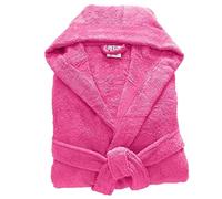 100% Egyptian Cotton Towel Mens & Women Dressing Gown Hooded And Shawl Collar Robe Belt Closure Ladies Bathrobe With Two Big Front Pockets & A Best Gift (Fuchsia-2XL)