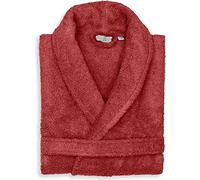 100% Egyptian Cotton Towel Mens & Women Dressing Gown Hooded And Shawl Collar Robe Belt Closure Ladies Bathrobe With Two Big Front Pockets & A Best Gift (Red Wine-L)