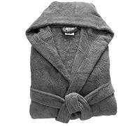 100% Egyptian Cotton Towel Mens & Women Dressing Gown Hooded And Shawl Collar Robe Belt Closure Ladies Bathrobe With Two Big Front Pockets & A Best Gift (Charcoal-XL)