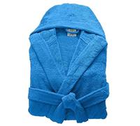 100% Egyptian Cotton Towel Mens & Women Dressing Gown Hooded And Shawl Collar Robe Belt Closure Ladies Bathrobe With Two Big Front Pockets & A Best Gift (Royal Blue-S)