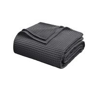 100% Egyptian Cotton Waffle Weave Throw Blanket for Bed Couch Sofa Home Decor, Soft Lightweight Bed & Couch Blanket for All Seasons (Dark Grey - Twin Size - 66 * 90")