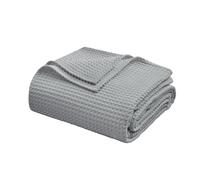 100% Egyptian Cotton Waffle Weave Throw Blanket for Bed Couch Sofa Home Decor, Soft Lightweight Bed & Couch Blanket for All Seasons (Light Grey - Queen Size - 90 * 90")