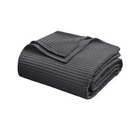 100% Egyptian Cotton Waffle Weave Throw Blanket for Bed Couch Sofa Home Decor, Soft Lightweight Bed & Couch Blanket for All Seasons (Dark Grey - Full Size - 84 * 90")