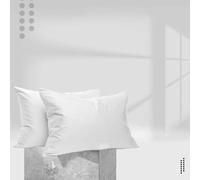100% Egyptian Cotton White Pillowcases 2 Pack, 400 Thread Count Breathable Pillow Cover, Long Lasting Pure Cotton Housewife Plain Pillow Cases, 50x75 Cm