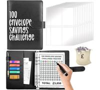 100 Envelope Challenge Binder, Black Saving Challenge Binder, Cash Binder, Savings Binder, Money Saving Envelope for School, Home, Office
