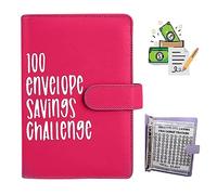 100 Envelope Challenge Binder, Cash Binder with Envelope, Saving Challenge Budget Book Binder, Money Saving Envelope for Budget Planners and Money Savers (Red)