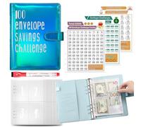 100 Envelope Challenge Binder, Fun Money Saving Book, 9.45 x 7.28 x 1.38 inches Adorable Envelope Budgeting System, Budget Cash Organizer, Challenge Envelopes for Finance Goals