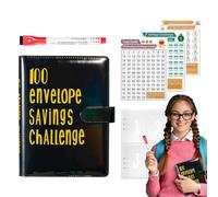 100 Envelope Challenge Binder, Fun Money Saving Book, 9.45 x 7.28 x 1.38 inches Adorable Envelope Budgeting System, Budget Cash Organizer, Challenge Envelopes for Finance Goals