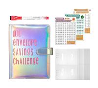 100 Envelope Challenge Binder, Fun Money Saving Book, 9.45 x 7.28 x 1.38 inches Adorable Envelope Budgeting System, Budget Cash Organizer, Challenge Envelopes for Finance Goals