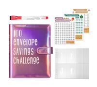 100 Envelope Challenge Binder, Money Challenge Book, Fun Cash Envelopes with Budget Tracker, Saving Money Binder for Personal Finance, Savings Organizer for Budgeting & Goal Setting