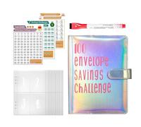 100 Envelope Challenge Binder, Money Challenge Book, Fun Cash Envelopes with Budget Tracker, Saving Money Binder for Personal Finance, Savings Organizer for Budgeting & Goal Setting