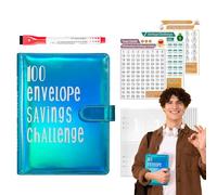 100 Envelope Challenge Binder, Money Challenge Book, Fun Cash Envelopes with Budget Tracker, Saving Money Binder for Personal Finance, Savings Organizer for Budgeting & Goal Setting