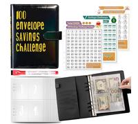 100 Envelope Challenge Binder, Money Challenge Book, Fun Cash Envelopes with Budget Tracker, Saving Money Binder for Personal Finance, Savings Organizer for Budgeting & Goal Setting
