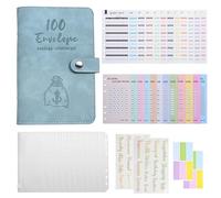 100 Envelope Challenge Binder, Money Saving Wallet Plastic Cash Envelopes, Budget Binder 100 Days Savings Challenge Book Money Saver Weekly Monthly Budget Binder Planner Notebook (Light Blue)