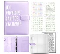 100 Envelope Challenge Binder PU Budget Organizer with Savings Tracker Compact Financial Planner for Money Management Goals