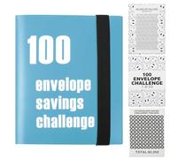 100 Envelope Challenge Binder Saving Challenge Budget Binder, Savings Binder Wallets Cash Binder Wallet with Upgraded Cash Envelopes and Money Saving Trackers (Blue)